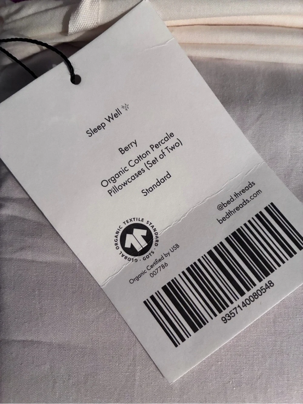 Bed Threads 100% Organic Cotton Percale Pillowcases - Standard in Berry